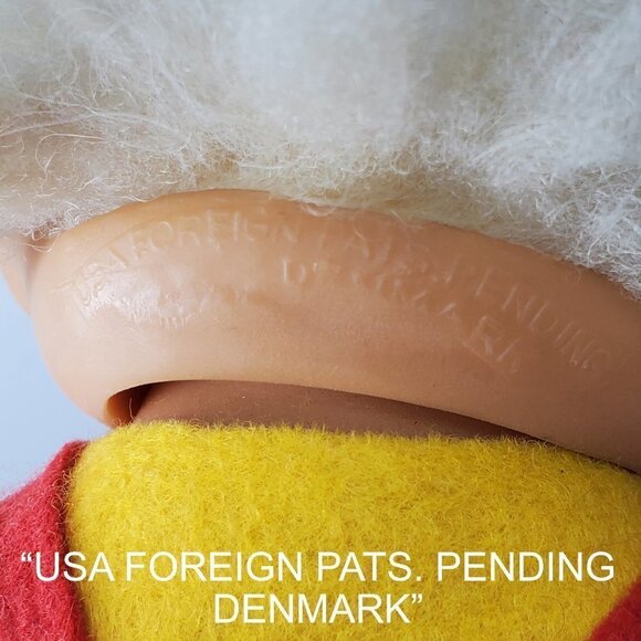 Troll Doll Thomas Dam Denmark Smiling Felt Dress Hair Bows Vintage Approx 8" - Picture 2 of 12